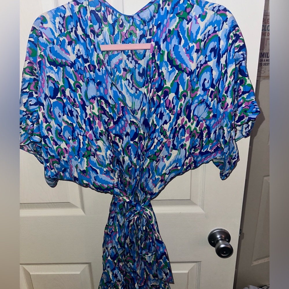 Vibrant Blue Patterned romper - Picture 2 of 5